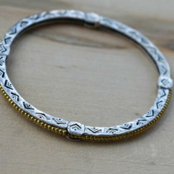 Silpada Designs .925 Sterling Silver and Brass Stretch Bangle B2313 - Picture 1 of 6